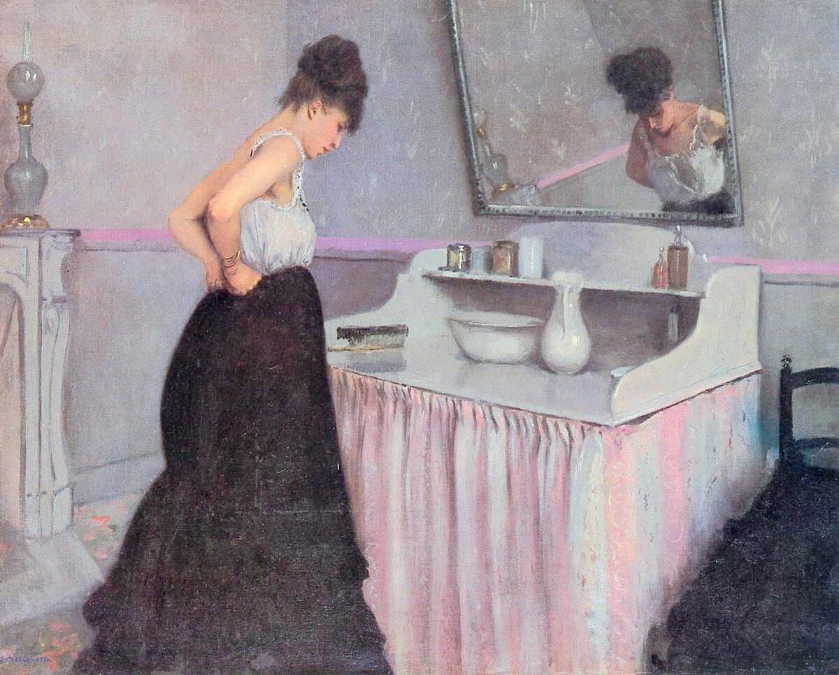 Woman at a Dressing Table by Gustave Caillebotte (1881) at Private Collection