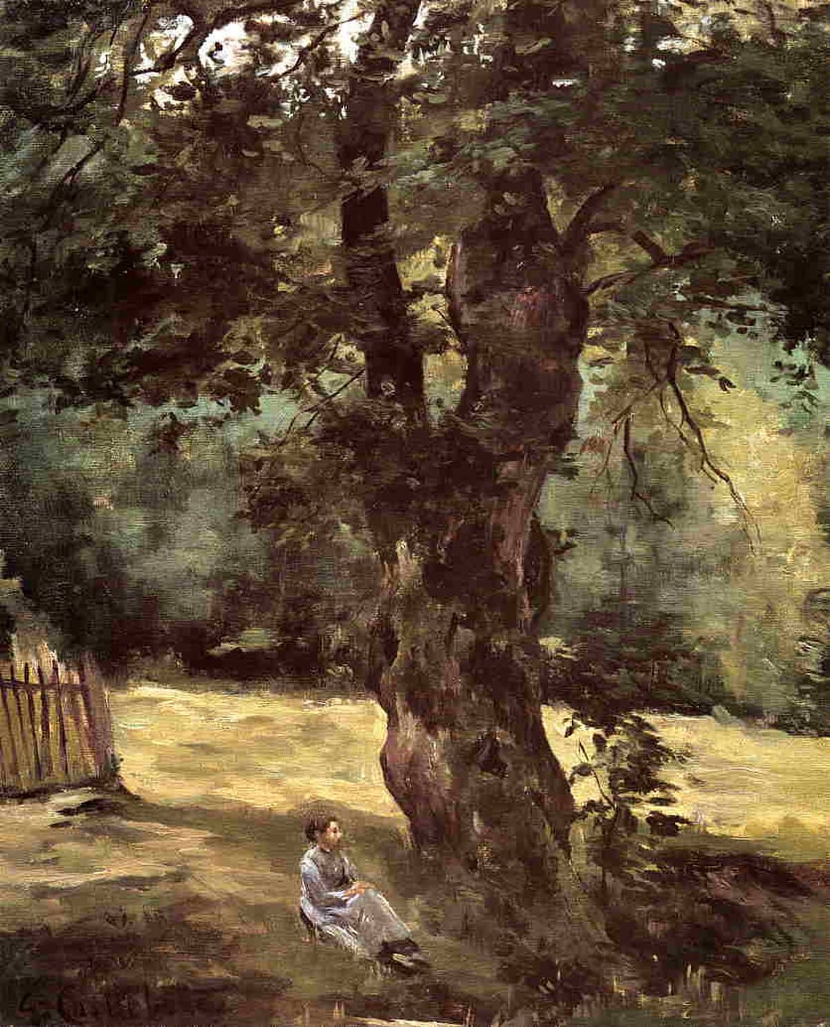 Woman Seated Beneath a Tree by Gustave Caillebotte at Private Collection