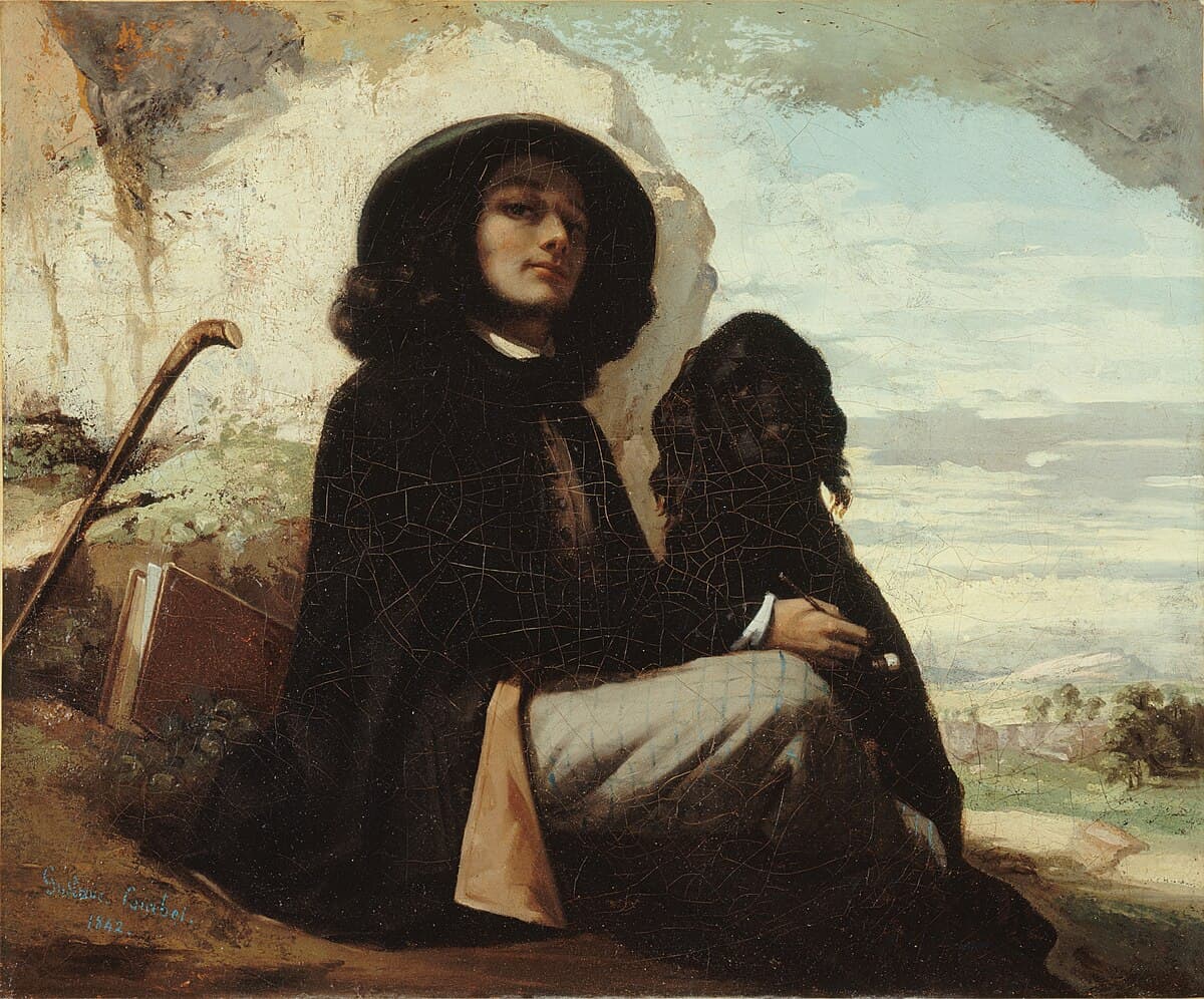 Self-Portrait with a Black Dog
