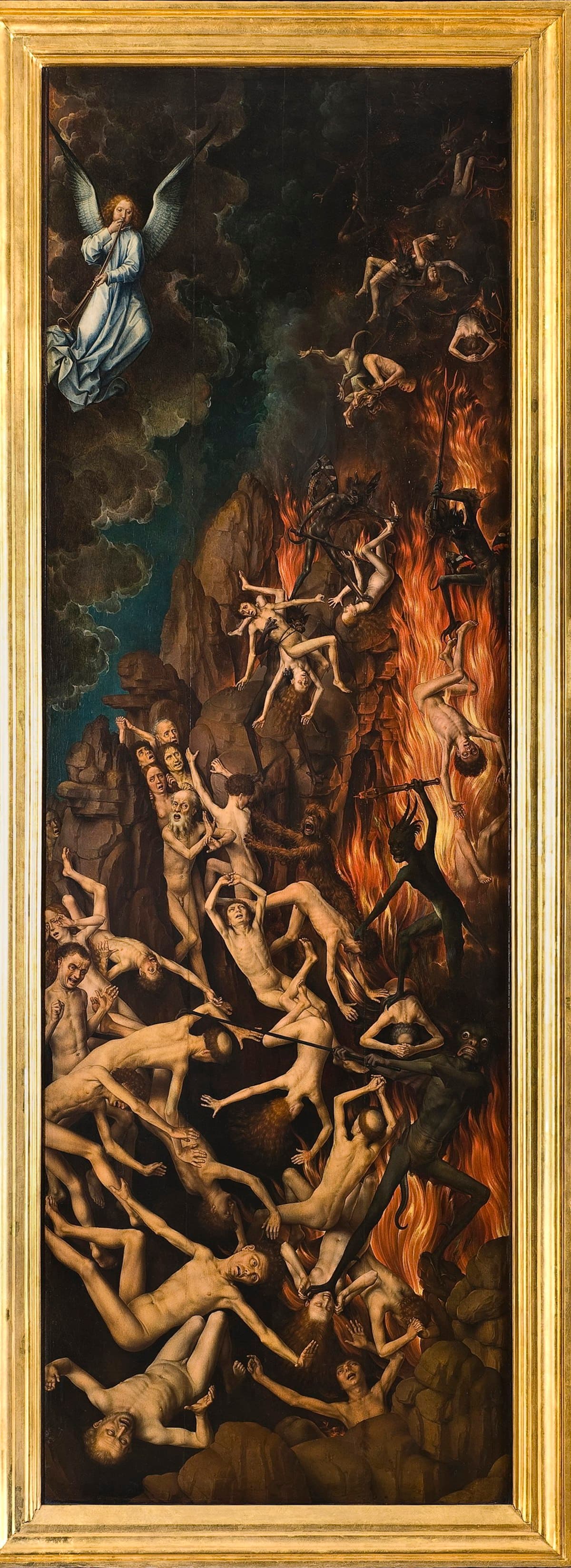 The Last Judgment, triptych, right wing Casting the Damned into Hell by Hans Memling