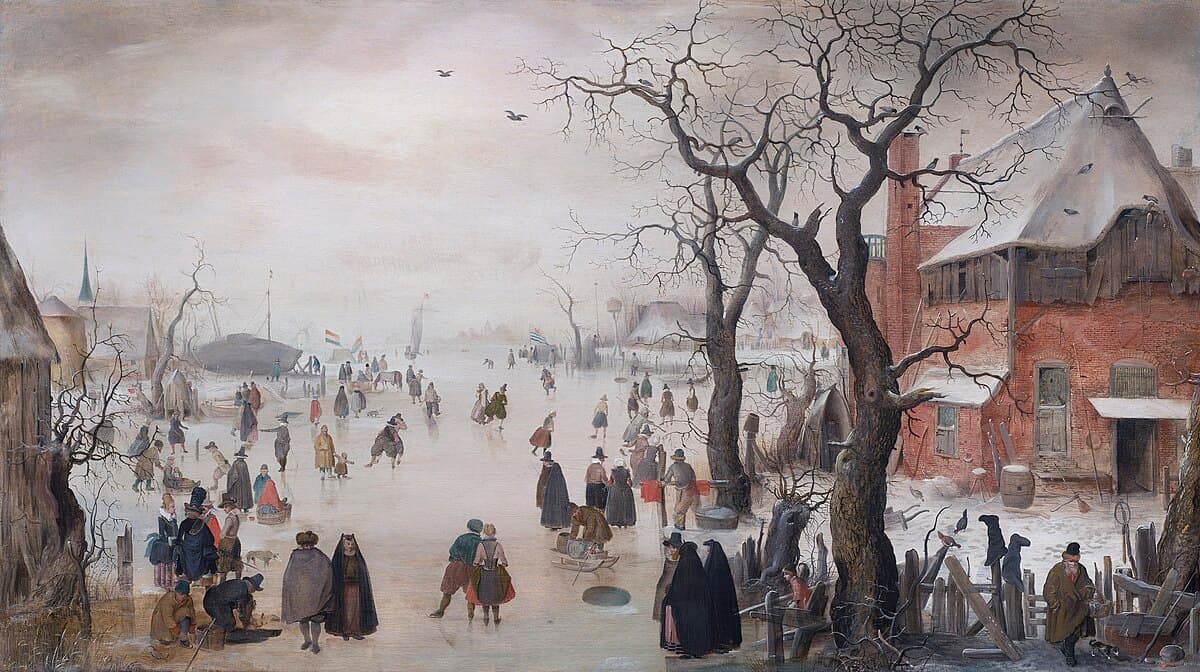 Winter Landscape near a Village by Hendrick Avercamp