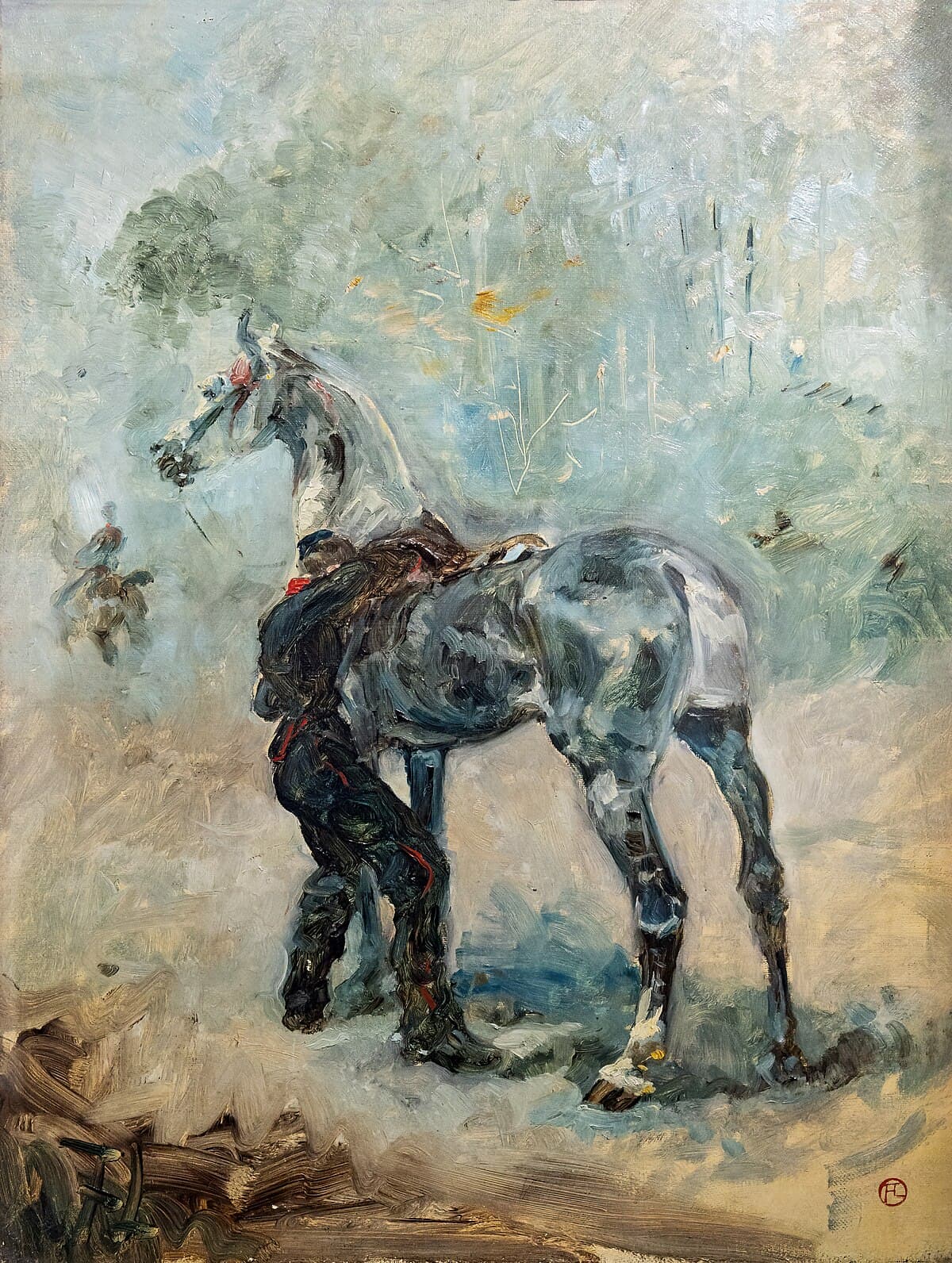 Artilleryman Saddling His Horse by Henri de Toulouse-Lautrec