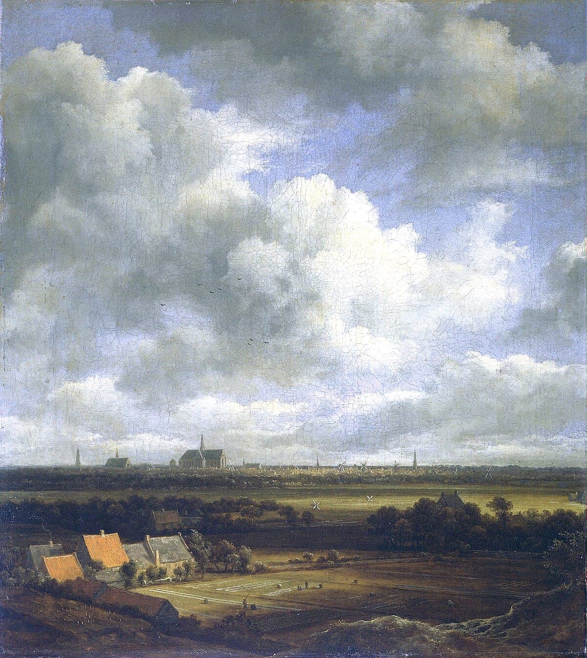 View of Haarlem with bleaching fields in the foreground by Jacob van Ruisdael