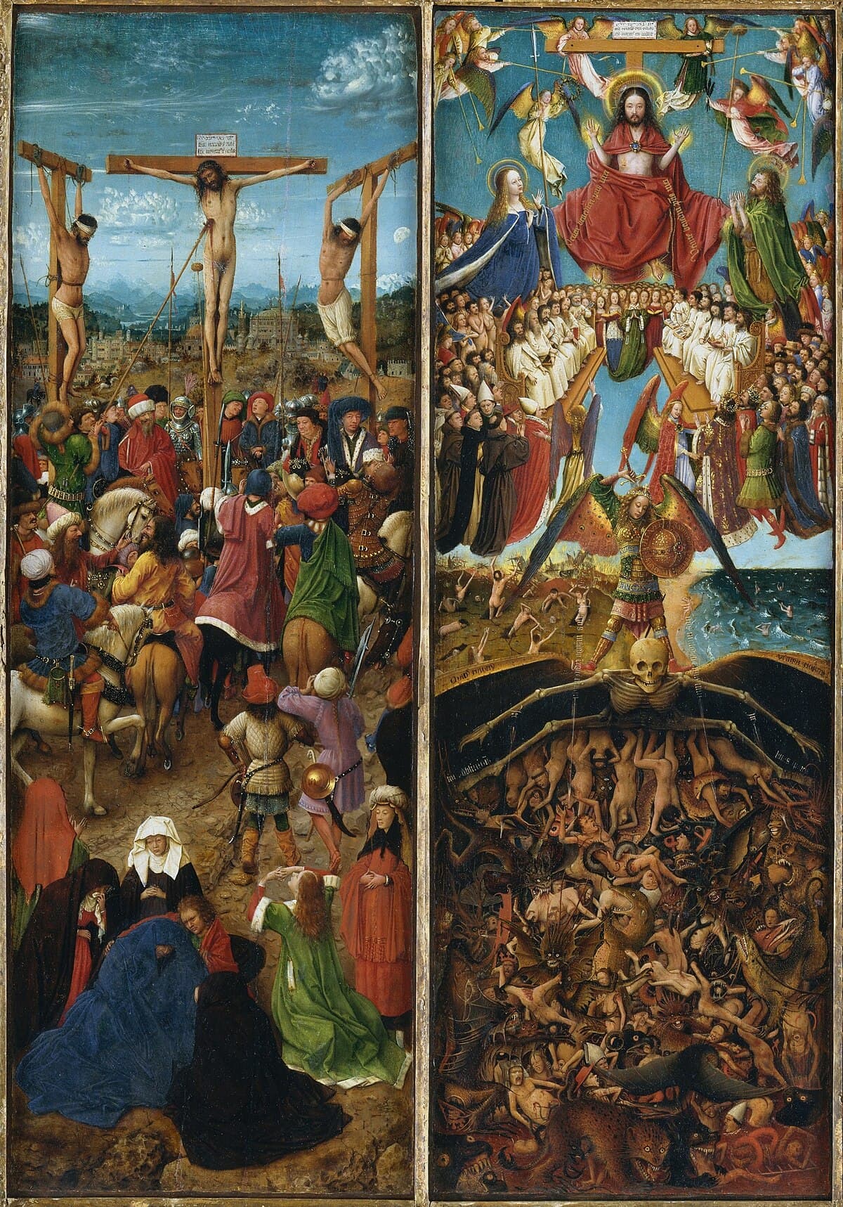 Crucifixion and Last Judgement diptych by Jan van Eyck
