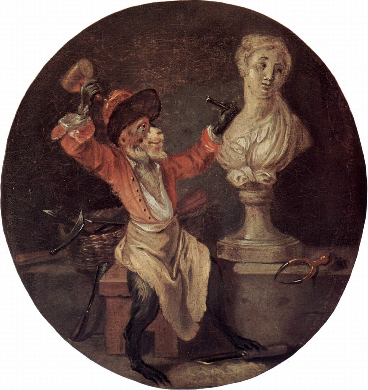 The Monkey Sculptor by Jean-Antoine Watteau