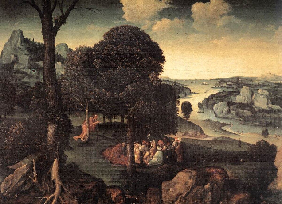 Landscape with St. John the Baptist Preaching by Joachim Patinir at Royal Museums of Fine Arts of Belgium