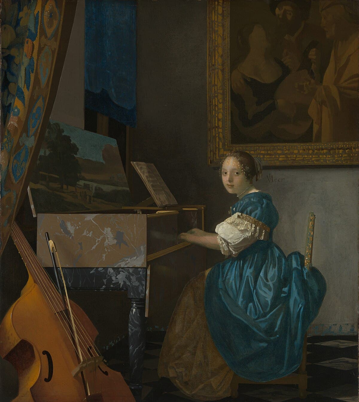 A Young Woman Seated at a Virginal by Johannes Vermeer