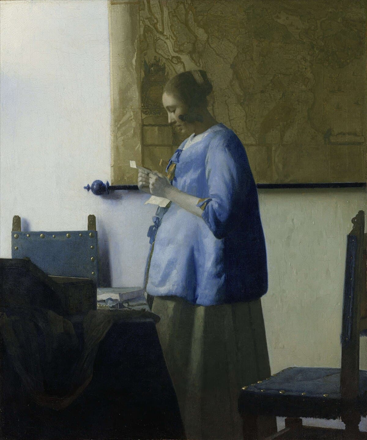 Woman reading a letter (Woman in Blue Reading a Letter) by Johannes Vermeer