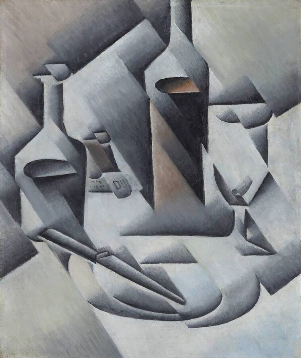 Bottles and Knife by Juan Gris