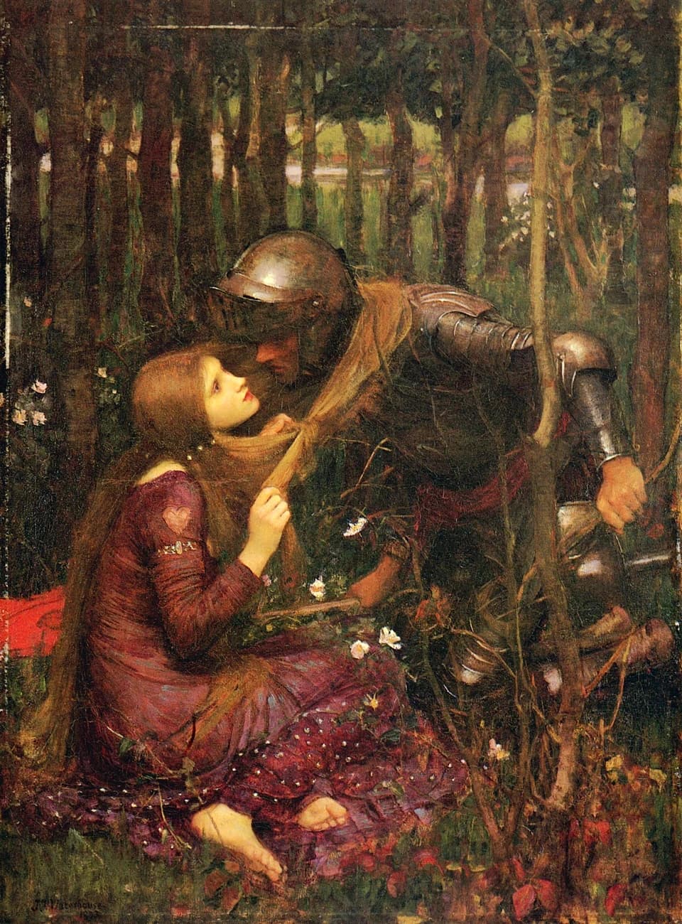 La Belle Dame sans Merci by Frank Dicksee (1902), Oil on canvas at Bristol Museum & Art Gallery
