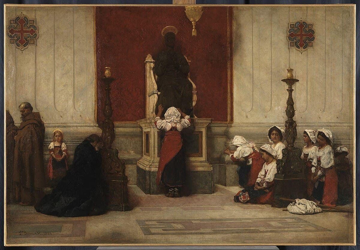 The Pilgrims at the foot of the statue of Saint Peter in Saint Peter's Church by Léon Bonnat
