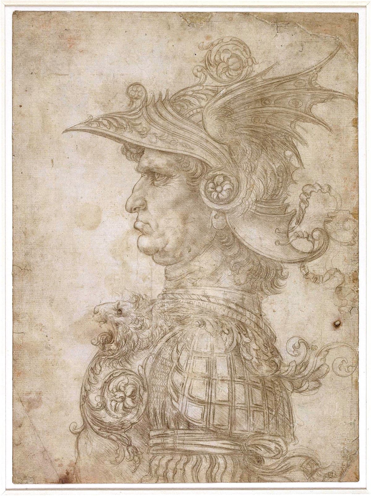 Profile of a warrior in helmet by Leonardo da Vinci