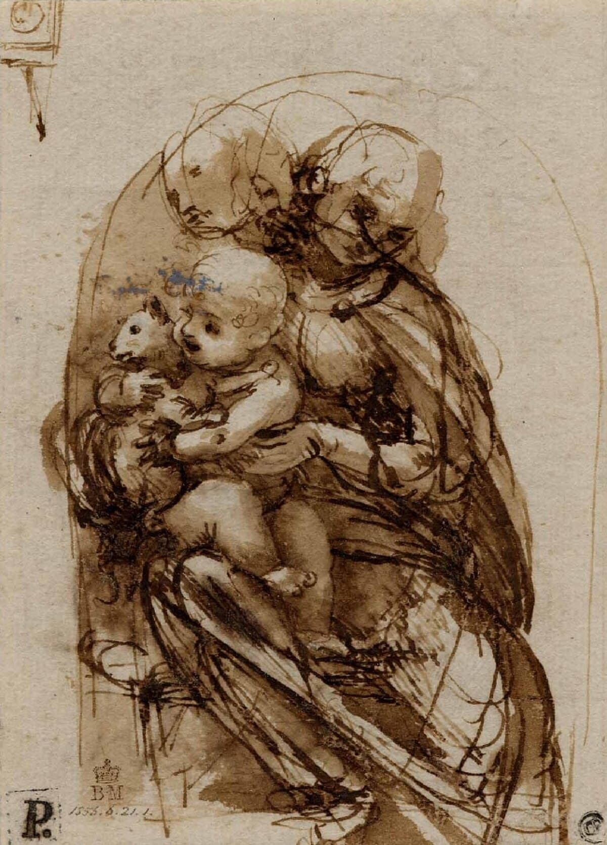 Study of a child with a cat by Leonardo da Vinci