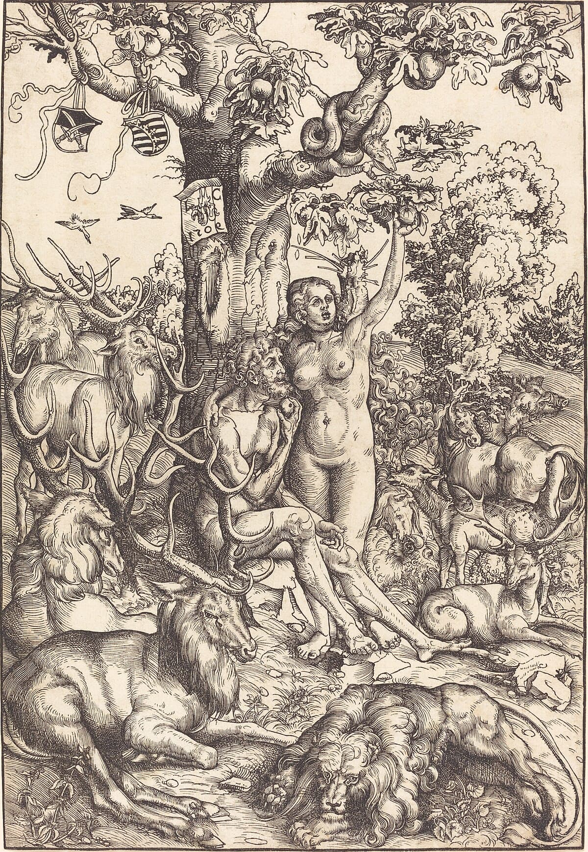 Adam and Eve in Paradise by Lucas Cranach the Elder at Israel Museum, Jerusalem