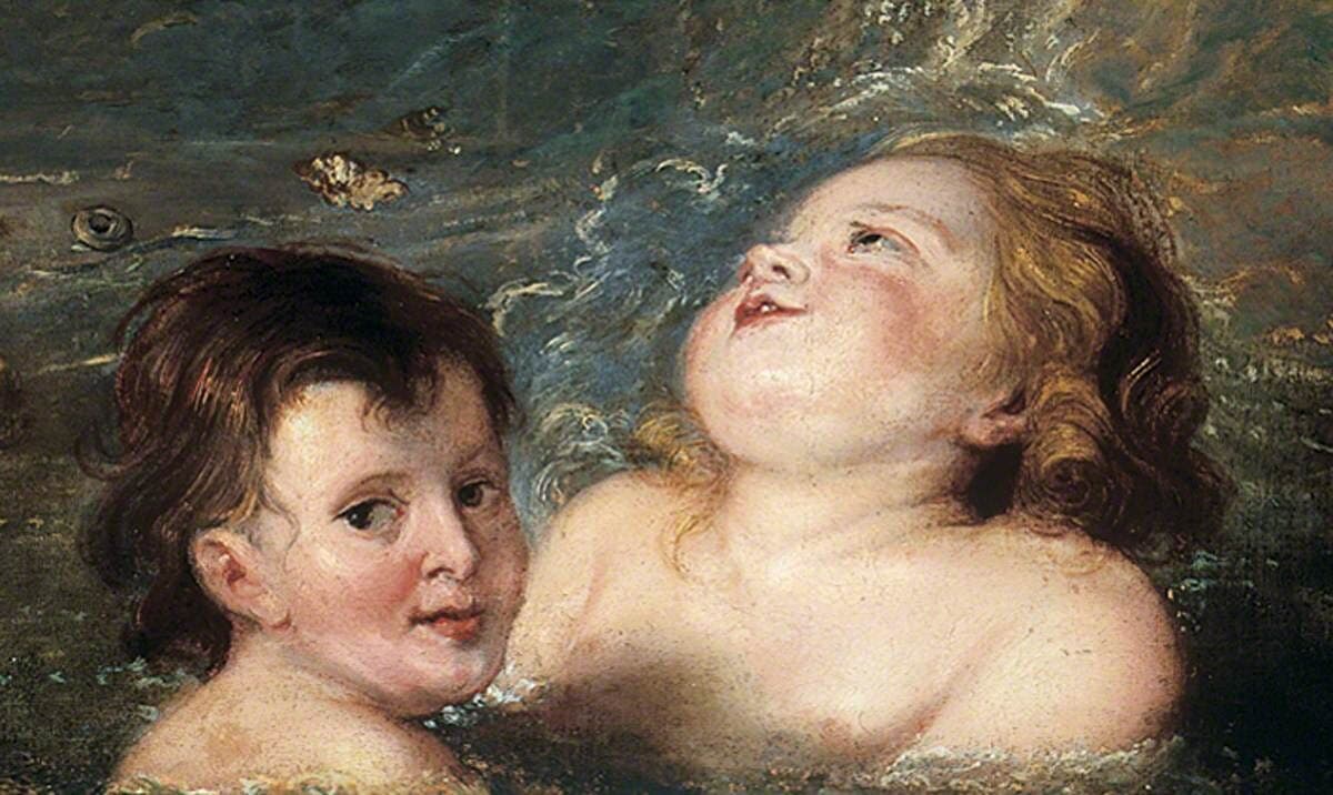Children Bathing in the Sea by Max Liebermann