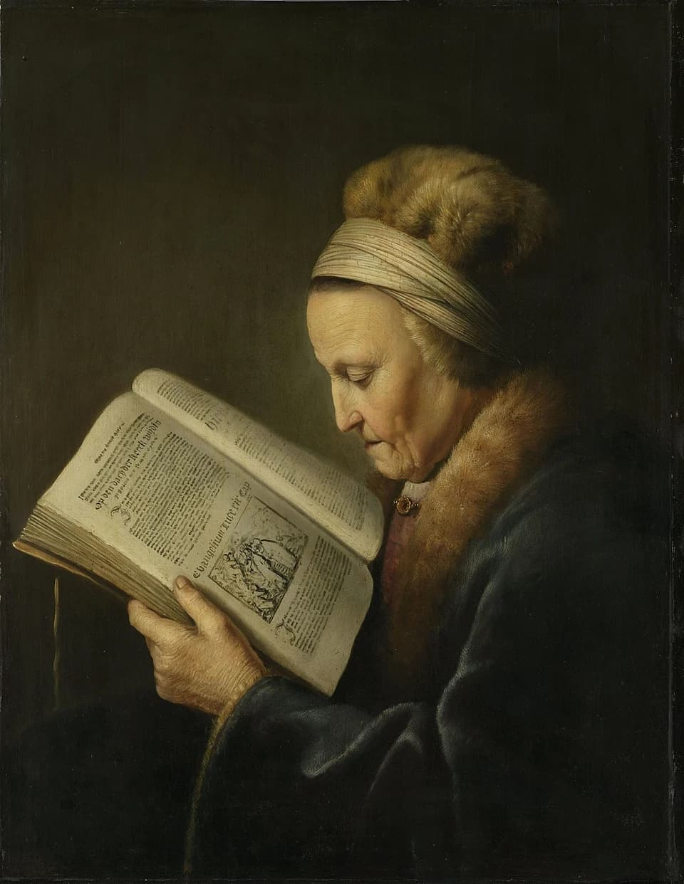 Old Woman Reading a Lectionary by Gerrit Dou