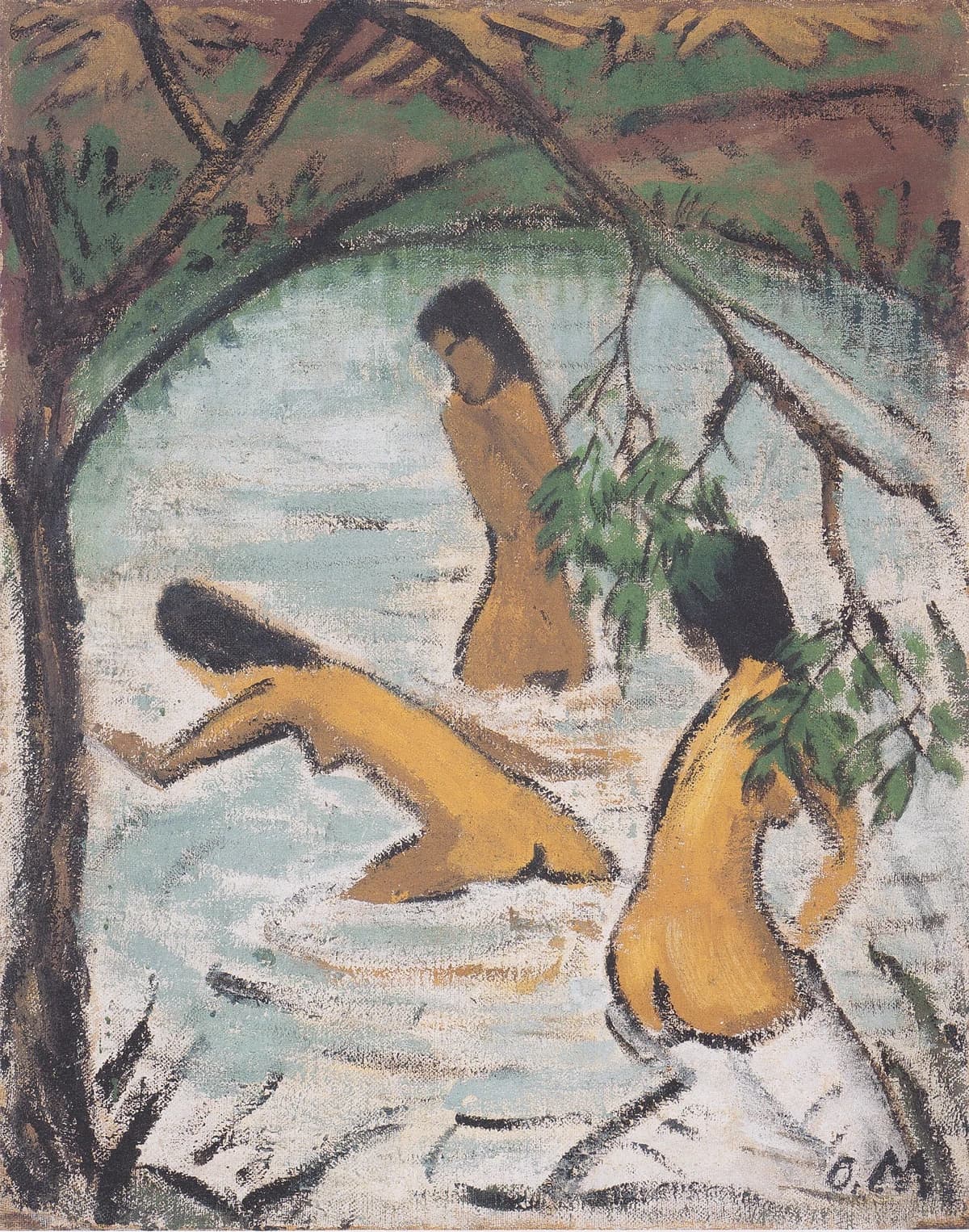 Drei Badende Im Wasser by Otto Mueller at Private Collection