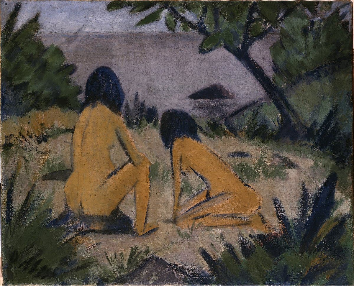 Sitting and Kneeling Figures on the Bank of the Moritzburg Lakes
