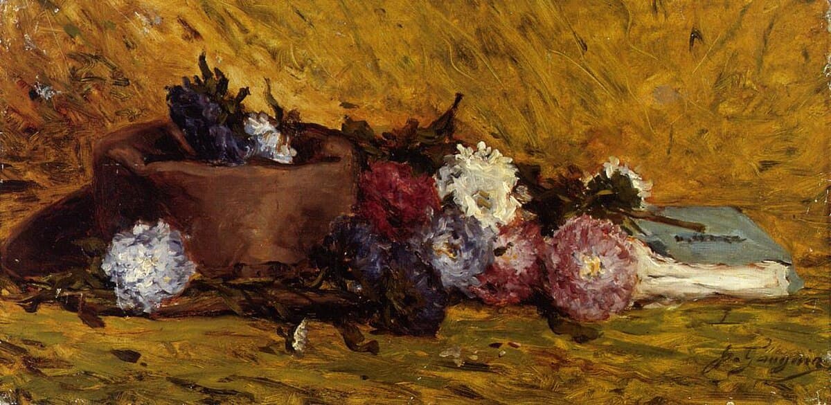 China Asters, Hat and Book by Paul Gauguin