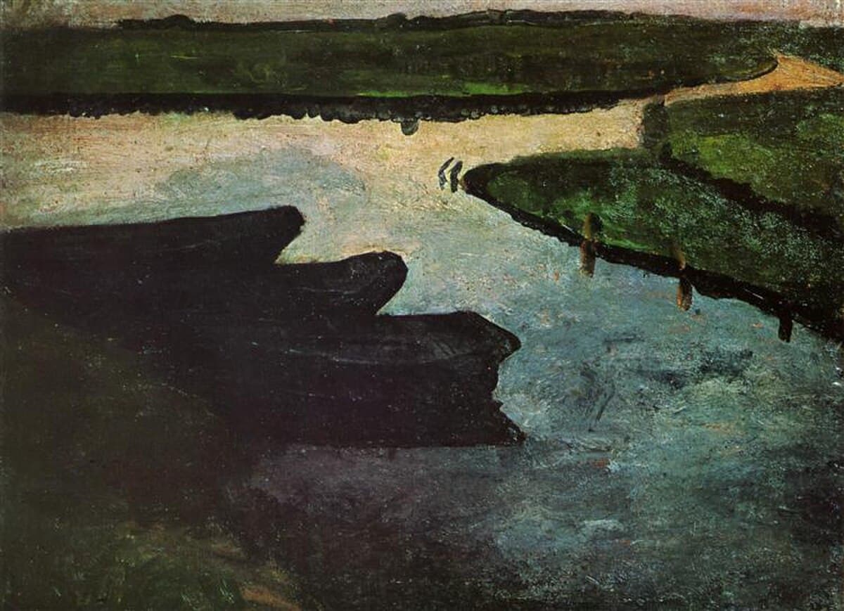 Marsh channel with peat barges by Paula Modersohn-Becker at Private Collection