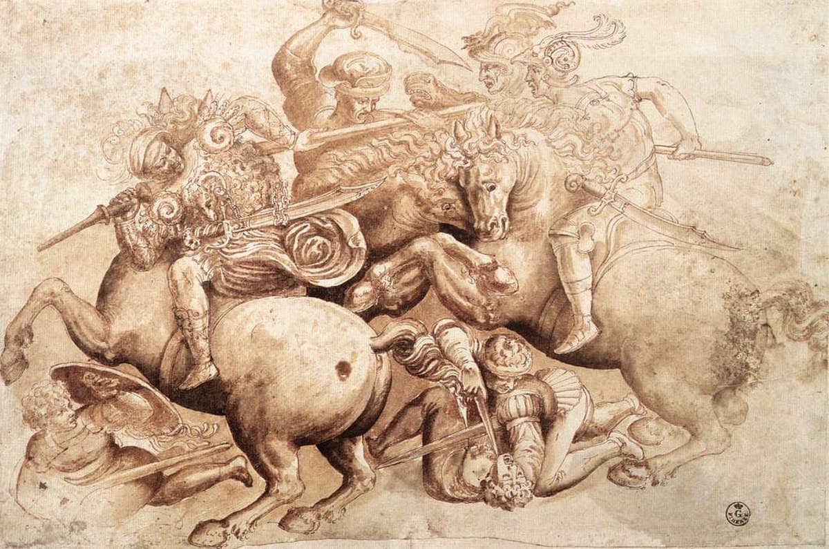 Copy of Battle of Anghiari, the lost painting by Leonardo da Vinci by Peter Paul Rubens