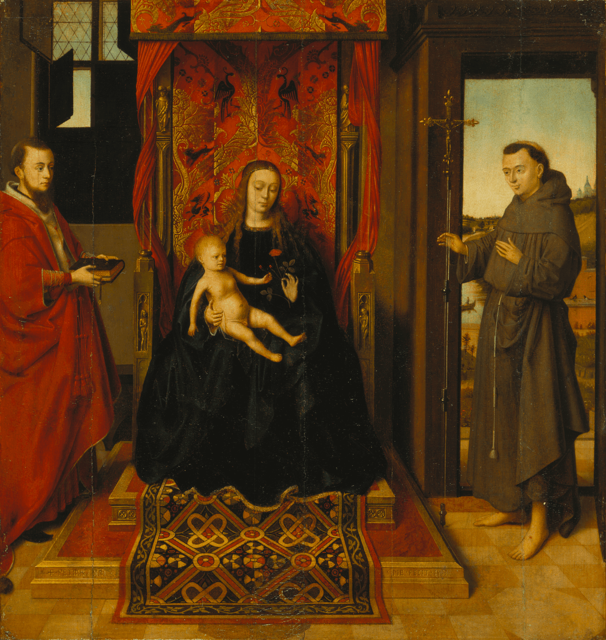 The Virgin and Child Enthroned with Saints Jerome and Francis by Petrus Christus