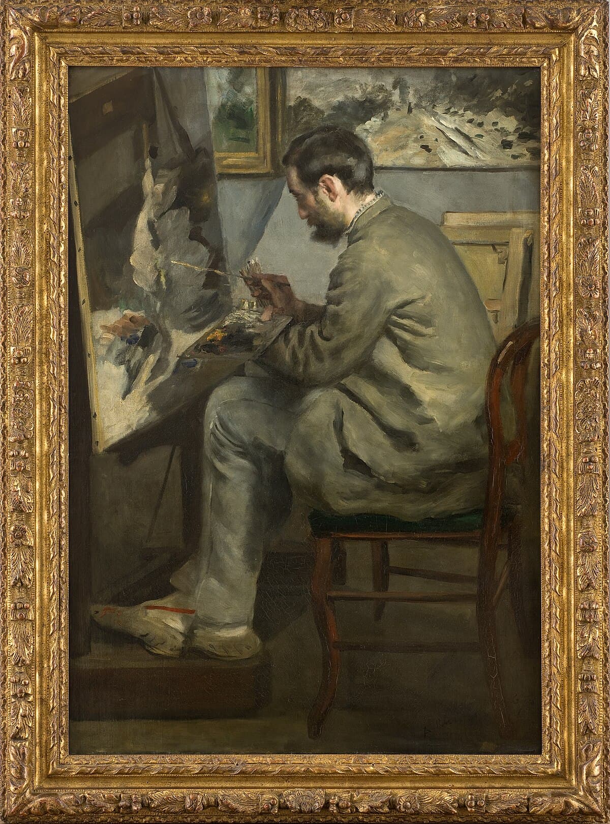 Frederic Bazille Painting The Heron (Frederic Bazille at his Easel) by Pierre-Auguste Renoir