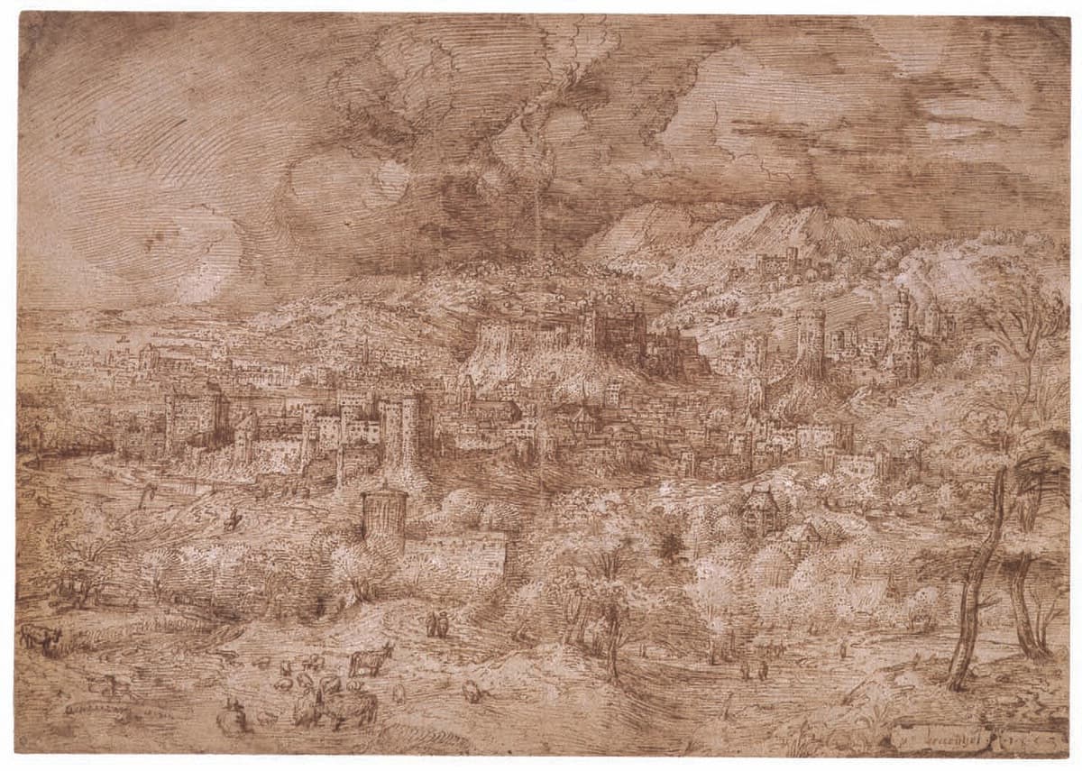 Landscape with a fortified town by Pieter Bruegel the Elder at British Library, London