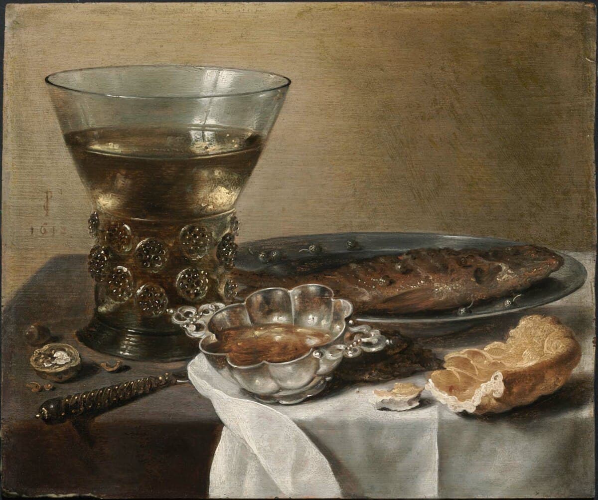 Still Life with Wine Glass and Silver Bowl by Pieter Claesz