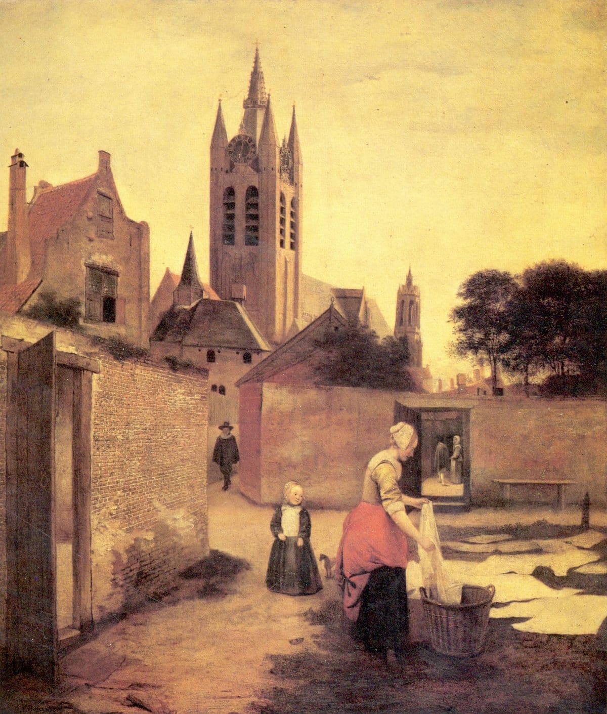 A woman and a child on a Bleichwiese by Pieter de Hooch