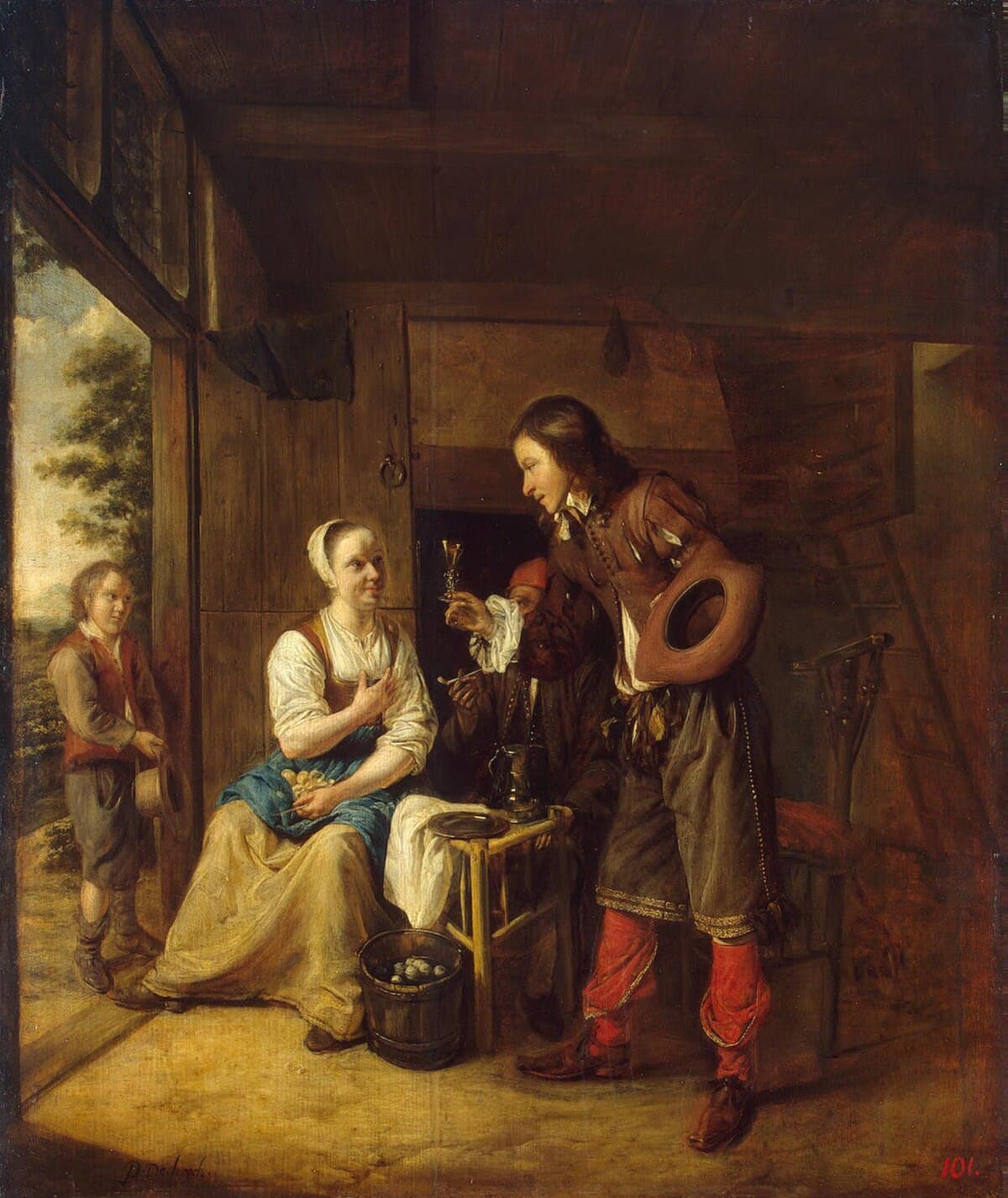 Man Offering a Glass of Wine to a Woman by Pieter de Hooch