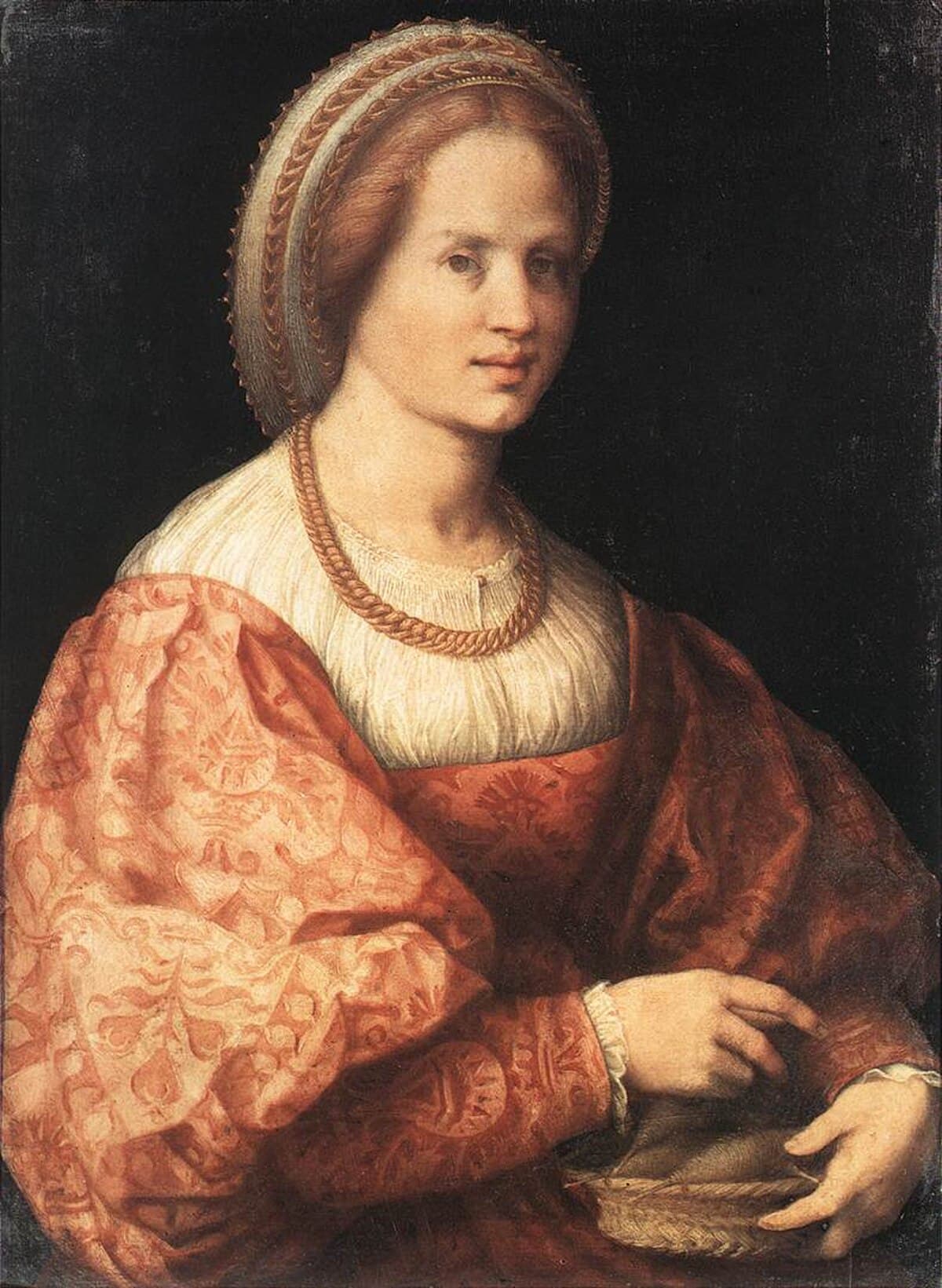 Lady with a Basket of Spindles by Pontormo at Uffizi Gallery, Florence