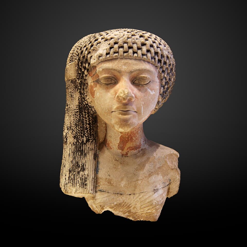 Head of Princess Meritaten by Ancient Egyptian (Unknown) (-1345), Painted limestone