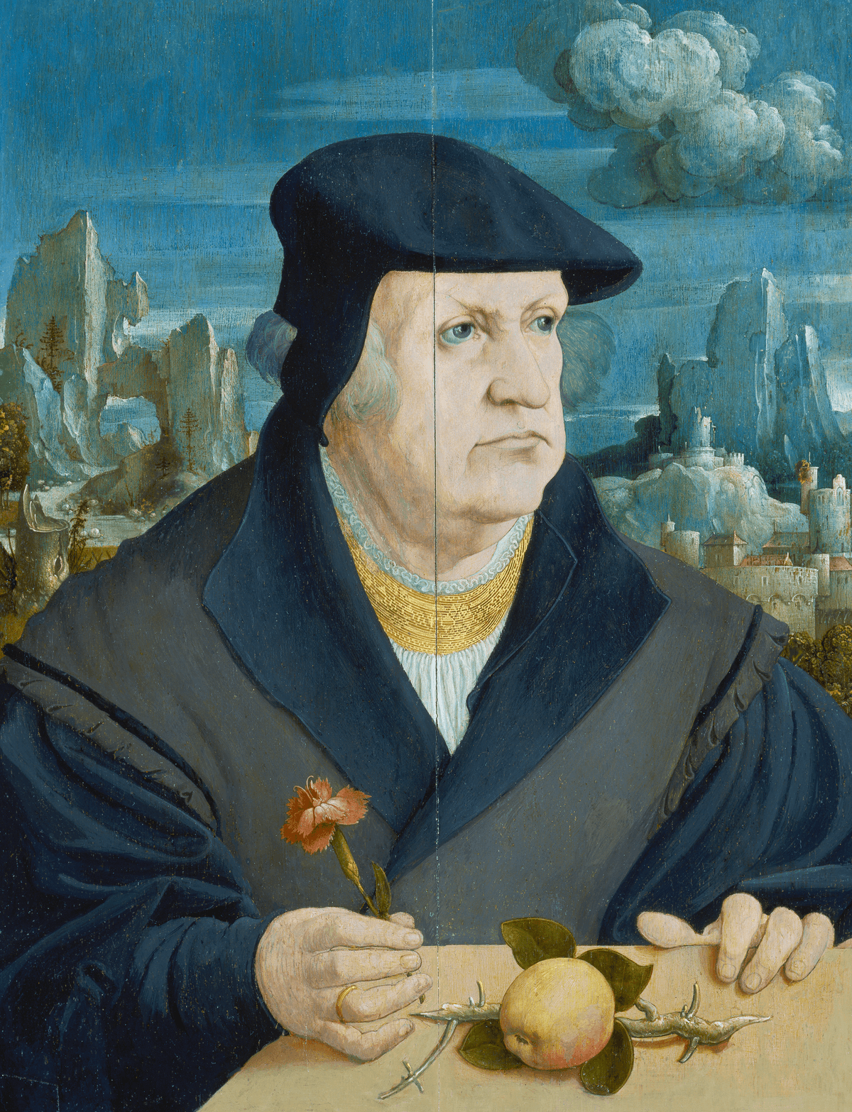 Portrait of a Man holding an Apple by Raphael