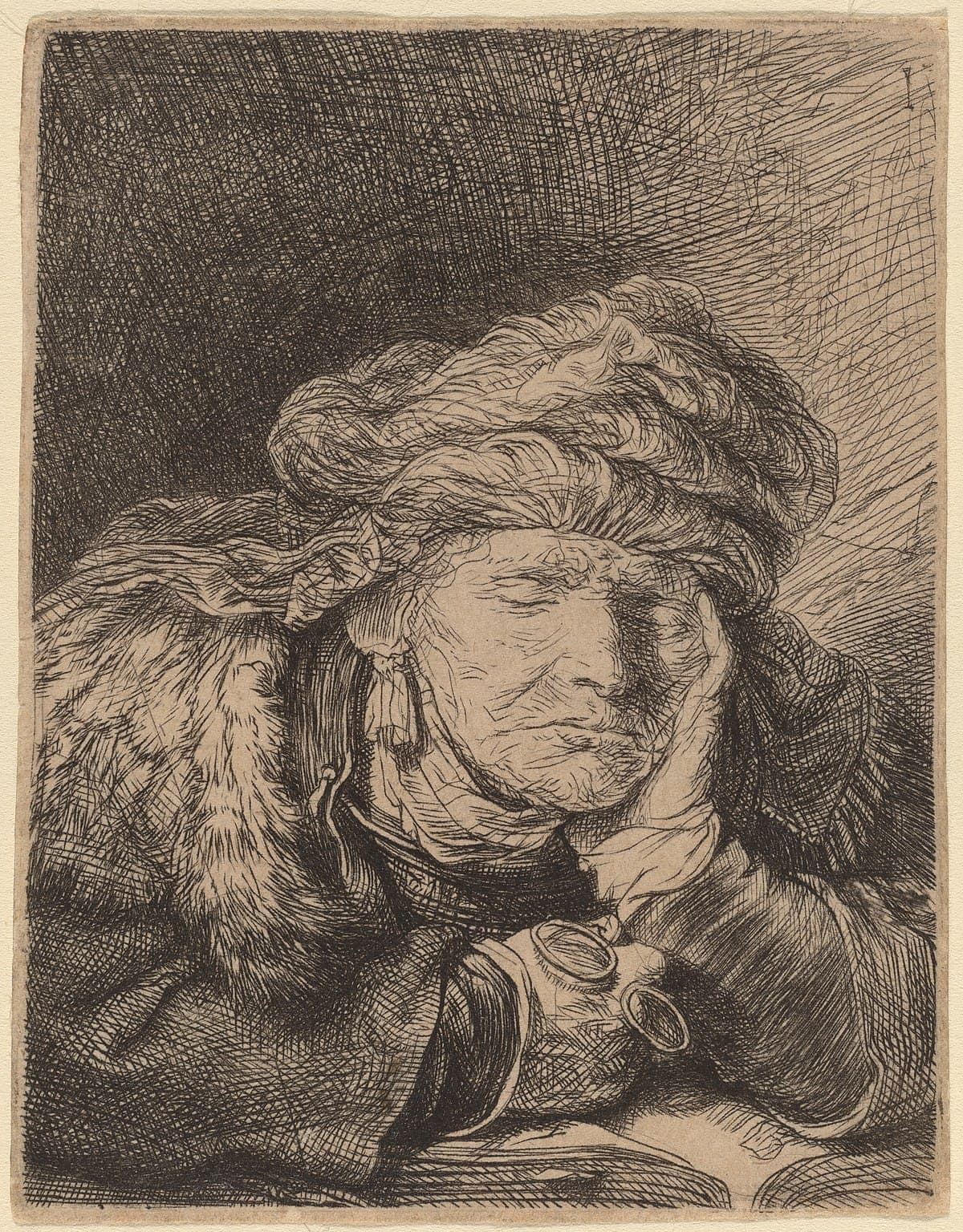 An Old Woman, Sleeping by Rembrandt van Rijn