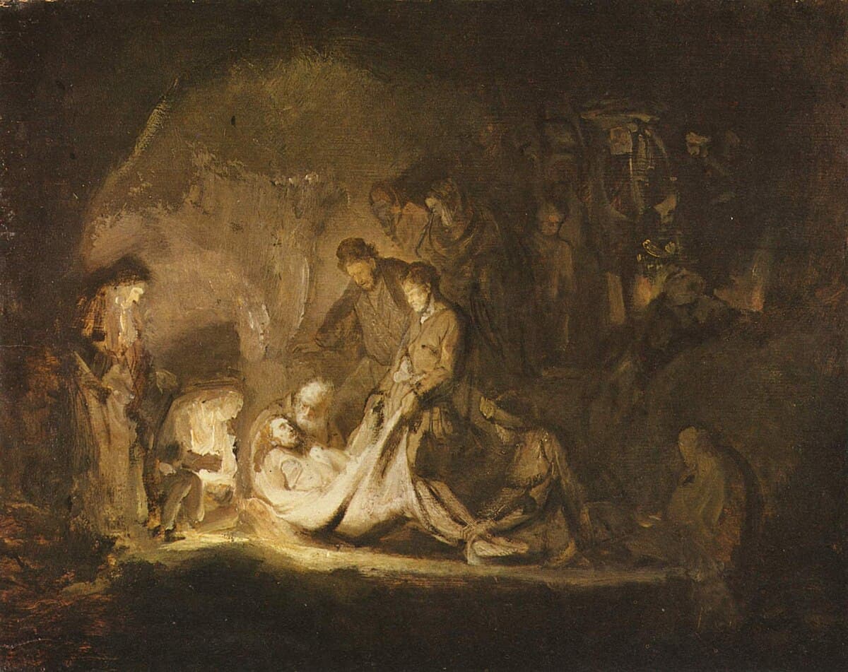 Jesus Christ Entombed by Rembrandt van Rijn