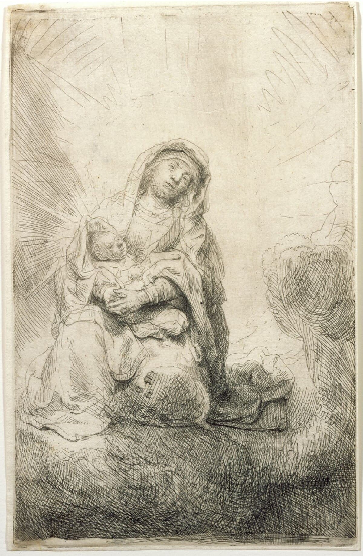 Madonna and Child in the Clouds by Rembrandt van Rijn