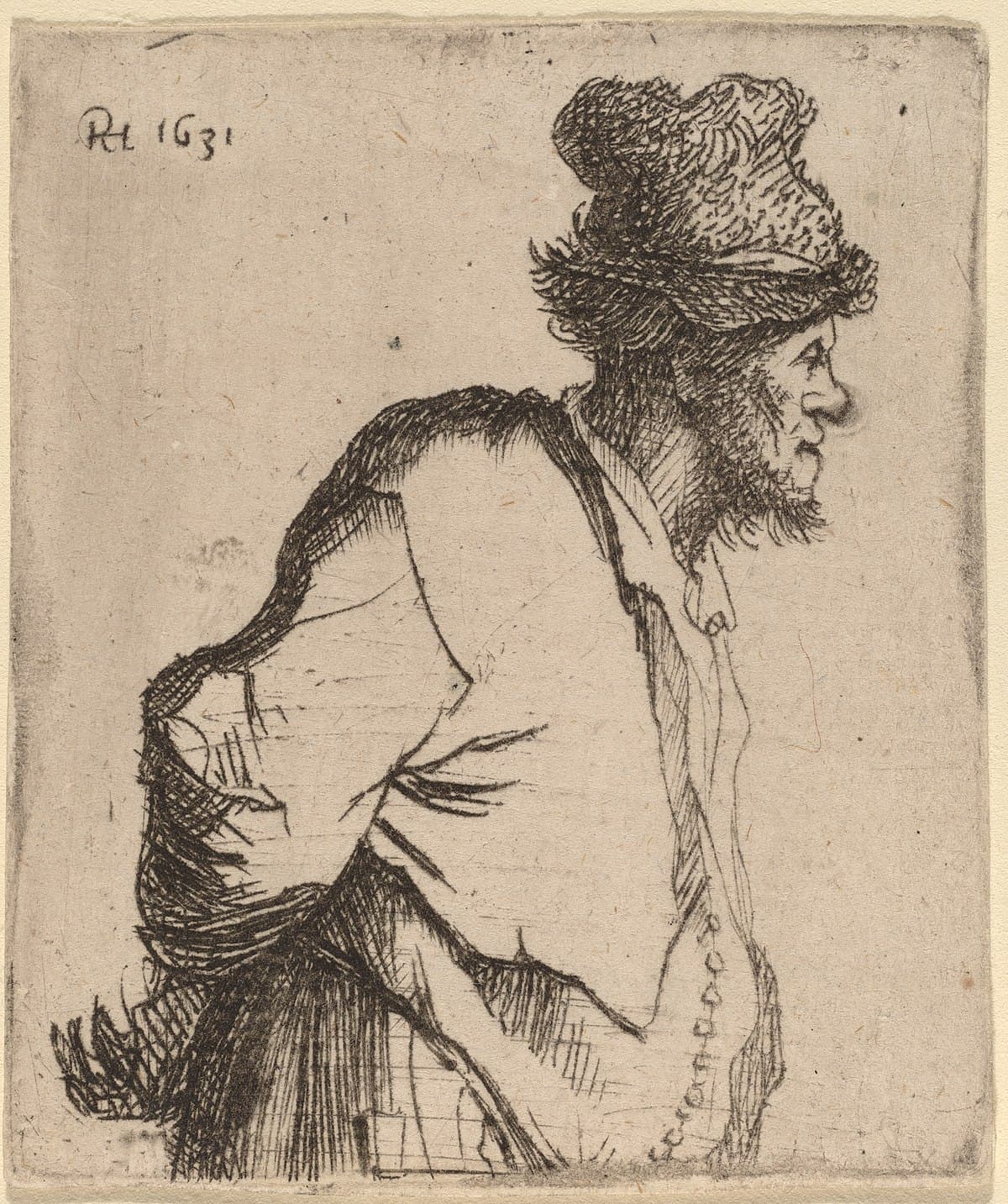 Peasant with his hands behind his back by Rembrandt van Rijn