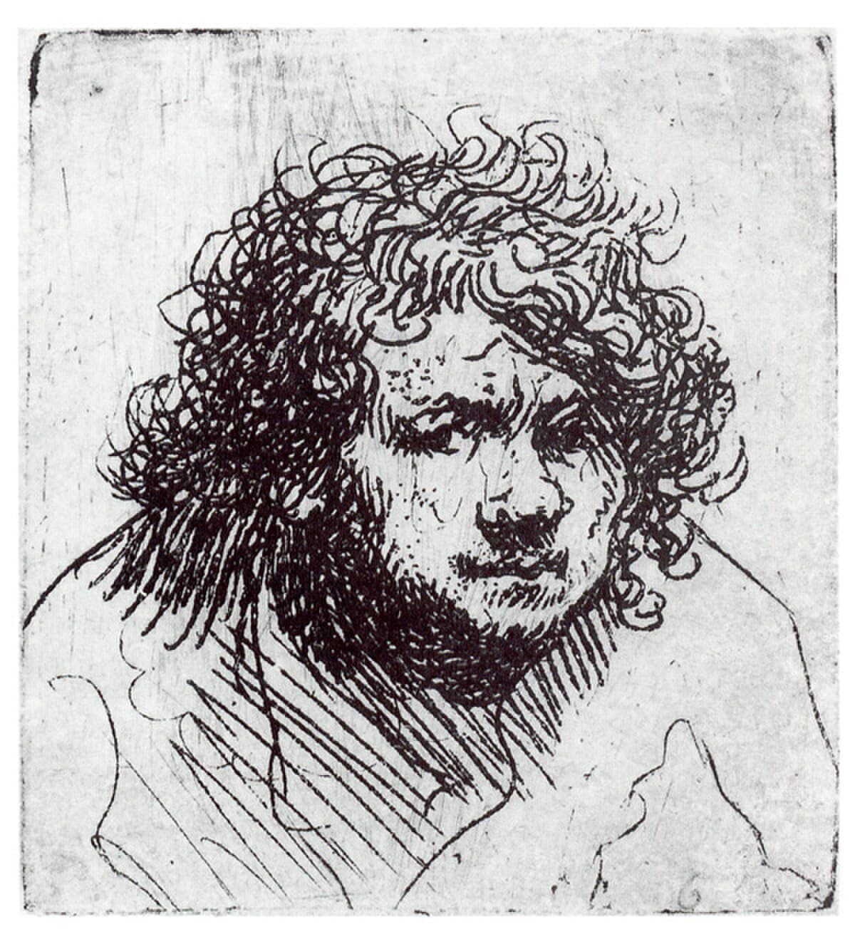 Self-Portrait Leaning Forward (bust) by Rembrandt van Rijn