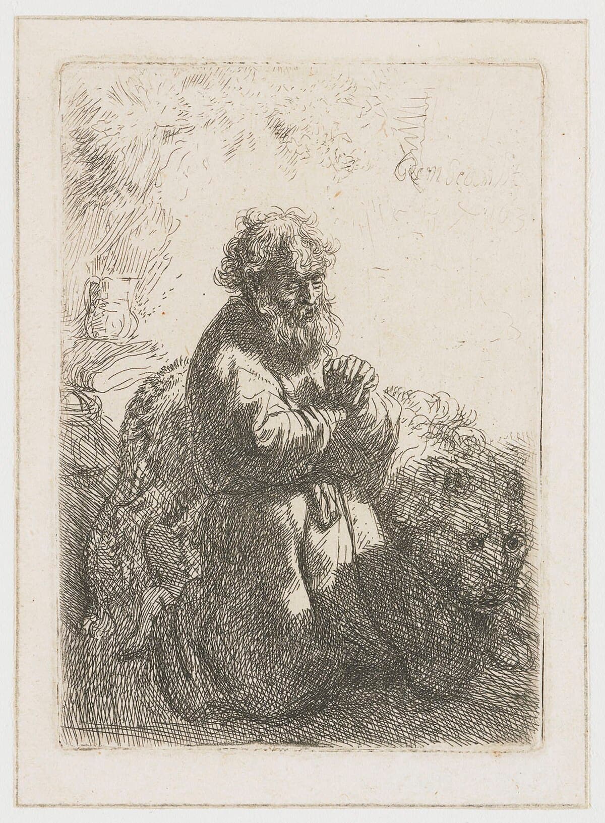St. Jerome kneeling in prayer, looking down by Rembrandt van Rijn at Art Institute of Chicago