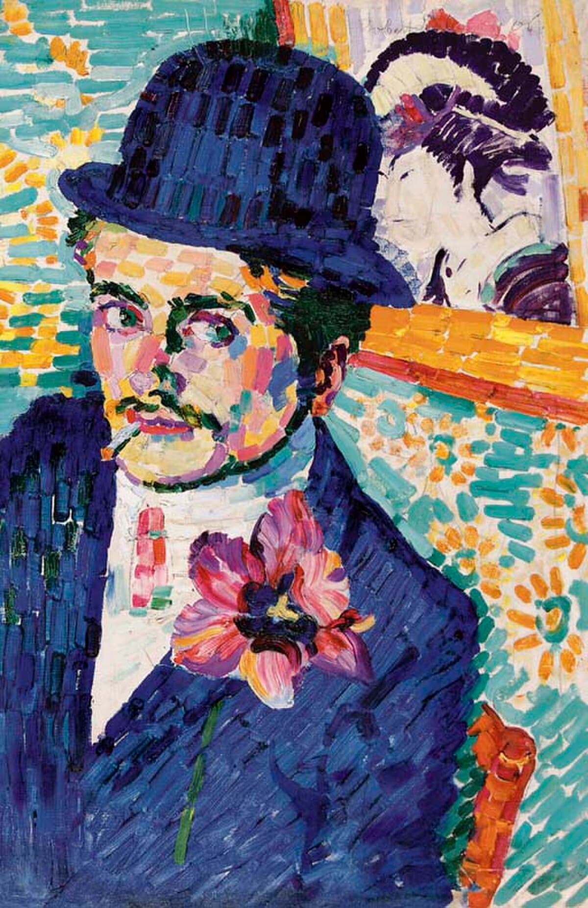 Man with a Tulip (also known as Portrait of Jean Metzinger) by Robert Delaunay