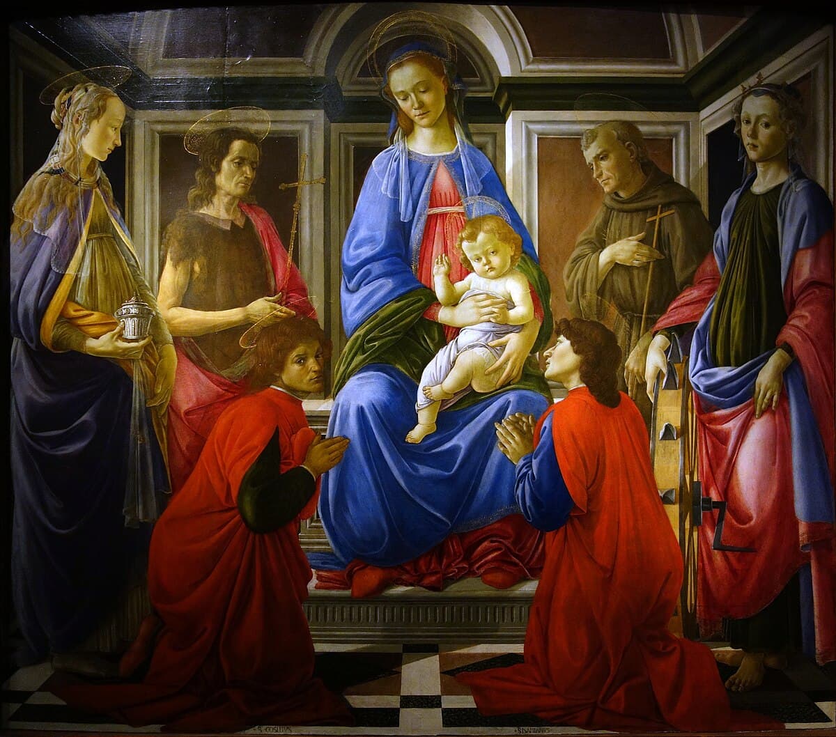 Madonna and Child with Six Saints by Sandro Botticelli at Uffizi Gallery, Florence