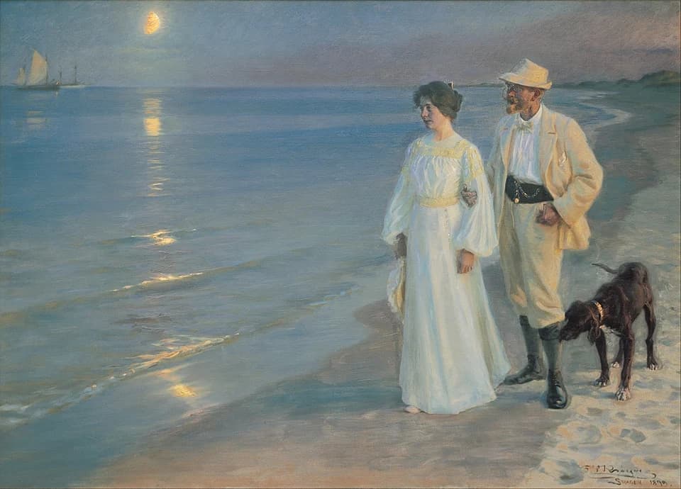 Summer Evening at Skagen Beach by Peder Severin Krøyer (1899), Oil on canvas at Skagens Museum