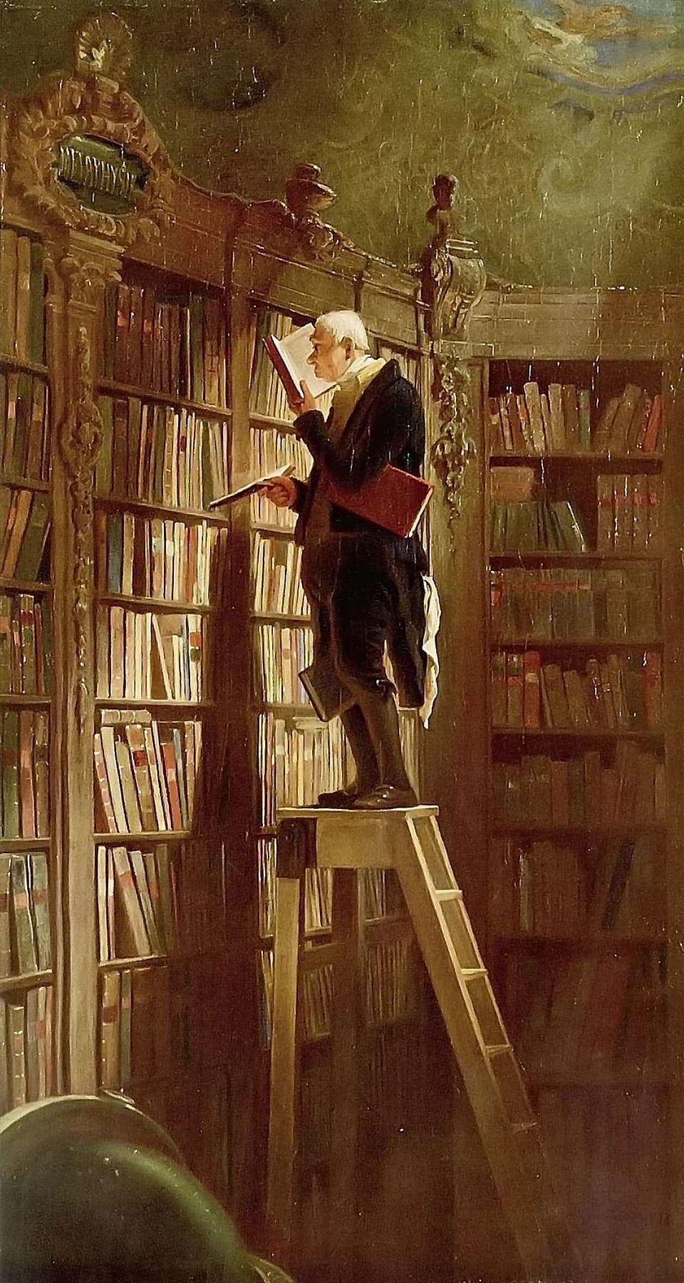 The Bookworm by Carl Spitzweg (1850), Oil on canvas at Museum Georg Schäfer