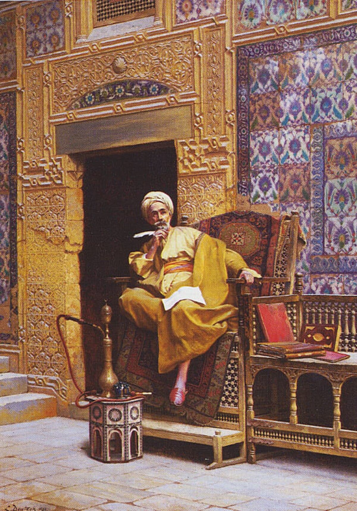 The Scribe by Ludwig Deutsch (1904), Oil on panel at Private Collection