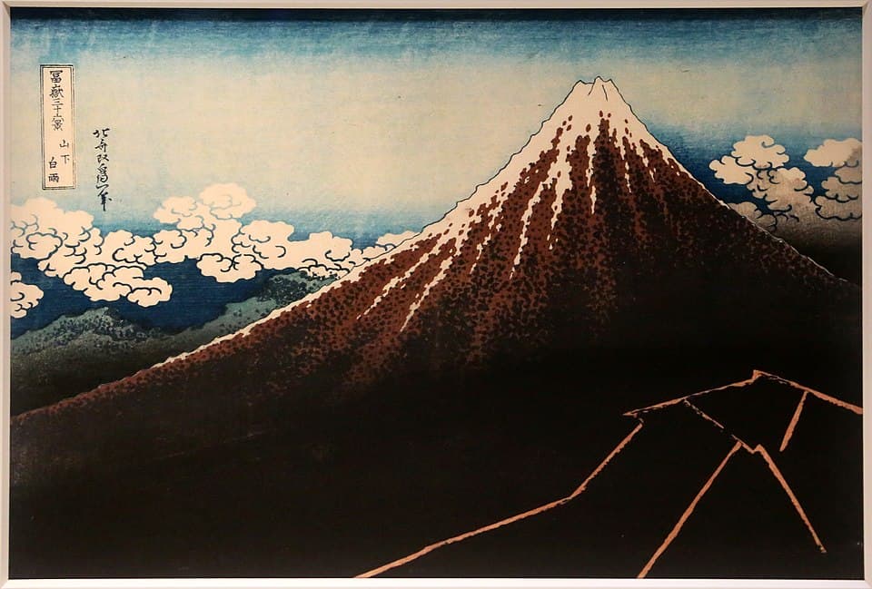 Thunderstorm Beneath the Summit by Katsushika Hokusai (1831), Woodblock print (nishiki-e)