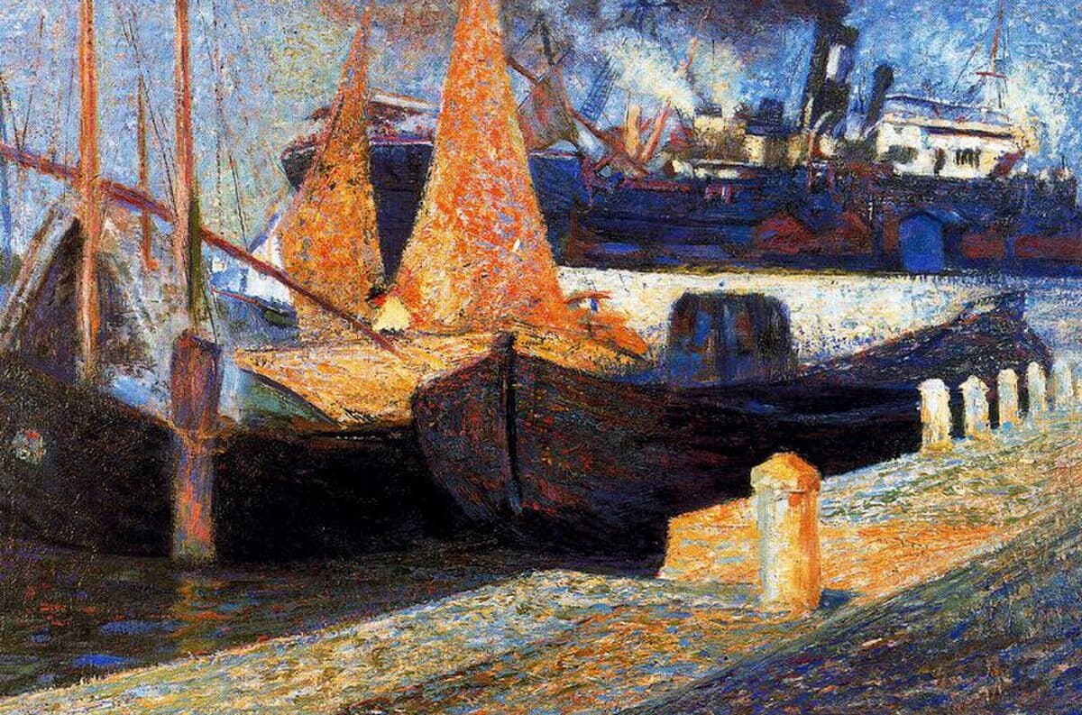 Boats in Sunlight by Umberto Boccioni