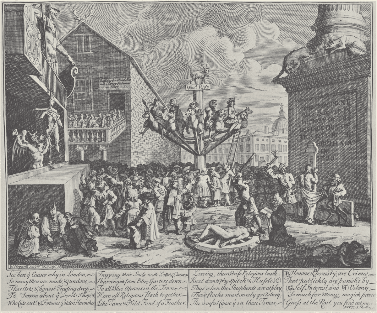 Emblematical print of the South Sea Scheme by William Hogarth