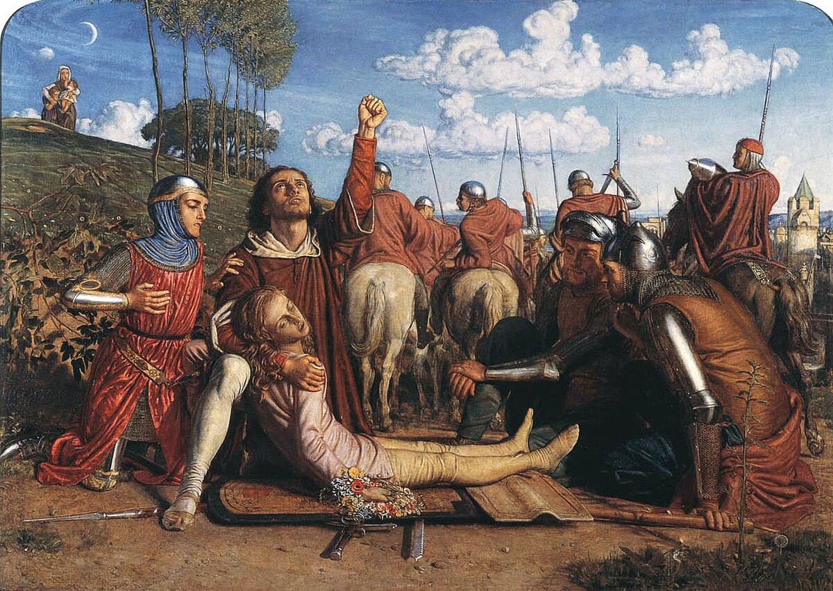Rienzi Vowing to Obtain Justice for the Death of his Young Brother, Slain in a Skirmish between the Colonna and Orsini Factions by William Holman Hunt