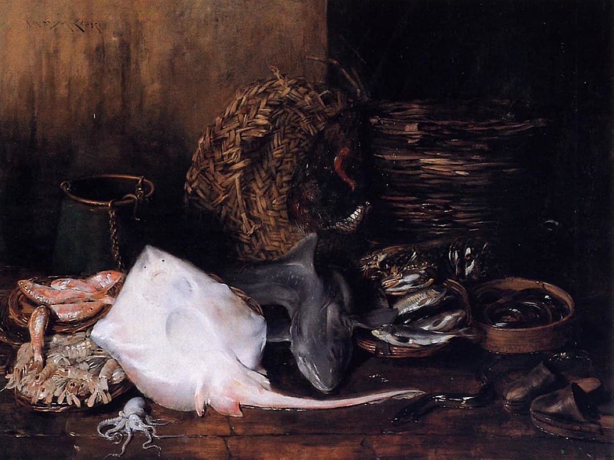 A Fishmarket in Venice (aka Venetian Fish Market - the Yield of the Waters) by William Merritt Chase
